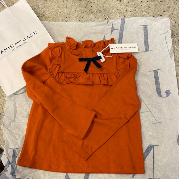 Janie and Jack Other - Janie and Jack orange long sleeve top with bow and button detail